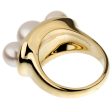 Chanel Vintage Yellow Gold Pearl Cocktail Ring Size 6 1 2 For Sale