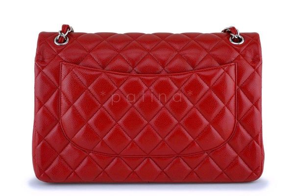 11P Chanel Red Caviar Jumbo Classic Double Flap Bag SHW Online