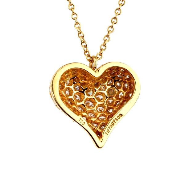 Tiffany Co Diamond Heart Gold Necklace For Sale