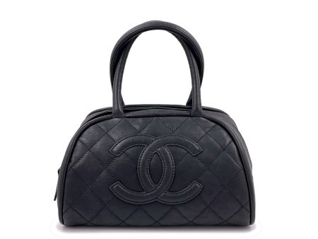 Rare Chanel Vintage Curved Black Timeless Bowler Bag For Cheap