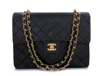 Chanel 1989 Vintage Black Tall Medium Classic Double Flap Bag 24k GHW Lambskin Sale