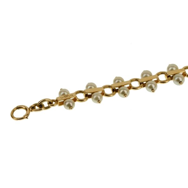 Tiffany & Co Vintage Pearl Yellow Gold Bracelet Online now