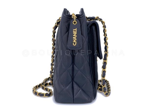 Chanel 1996 Vintage Navy Blue Caviar Classic Quilted Flap Tote Bag 24k GHW Cheap