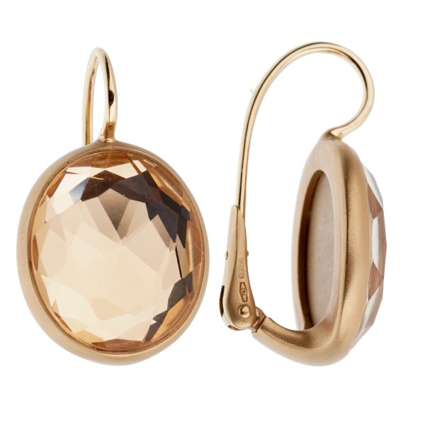 Pomellato Quartz Satin Finish Rose Gold Drop Earrings Online now