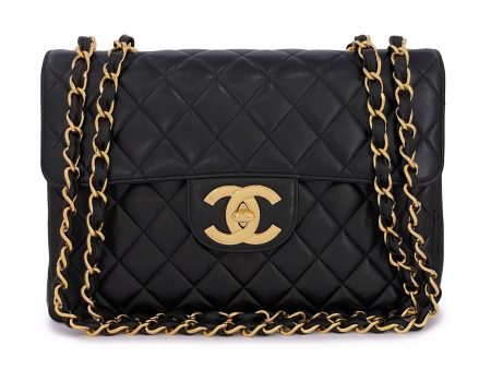 Pristine Chanel 1997 Vintage Black Jumbo Classic Flap Bag 24k GHW Supply