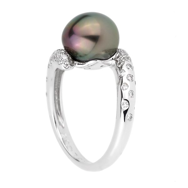 Chanel Concept Pearl Diamond White Gold Ring Sz 5 1 2 Online