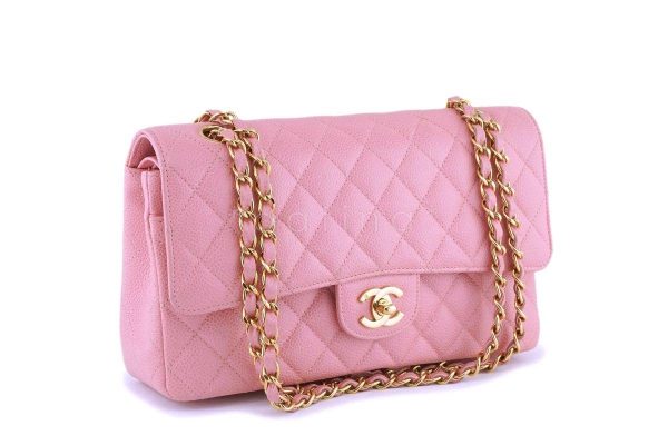 06 Chanel Pink Caviar Medium Classic Double Flap Bag 24k GHW Sale