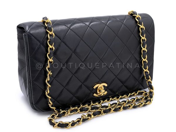 Chanel 1989 Vintage Black Full Flap Quilted Shoulder Bag 24k GHW Lambskin Supply