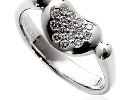 Tiffany & Co Elsa Peretti Diamond Platinum Bean Ring For Cheap