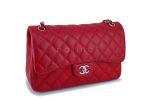 11C Chanel Red Caviar Classic Jumbo Double Flap Bag SHW Supply