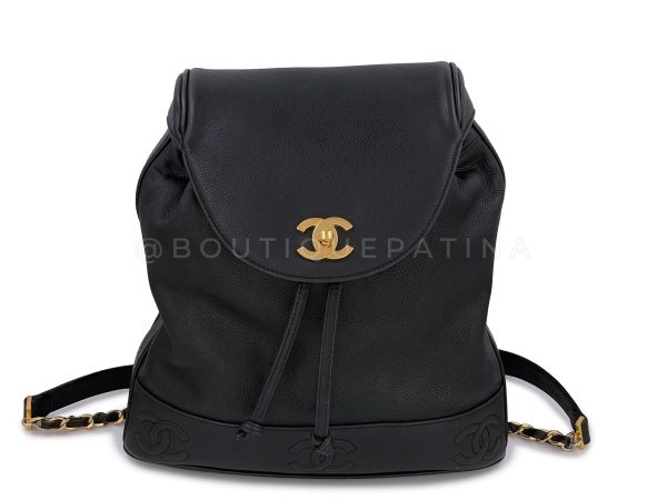 Chanel Vintage Black Caviar Backpack Bag 24k GHW Cheap