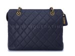 Chanel 1996 Vintage Navy Blue Caviar Classic Quilted Flap Tote Bag 24k GHW Cheap