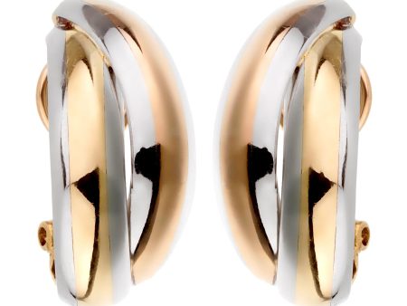 Cartier Vintage Trinity Rose Yellow Gold Stainless Steel Earrings Online now