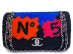 Chanel 2014 Supermarket Comic Black Multicolor Shearling Flap Bag For Discount