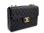 Chanel 1994 Vintage Black Caviar Jumbo Classic Flap Bag 24k GHW Online now