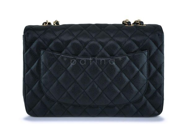 *rare* Chanel Black Caviar Classic Jumbo Flap Bag 24k GHW For Discount