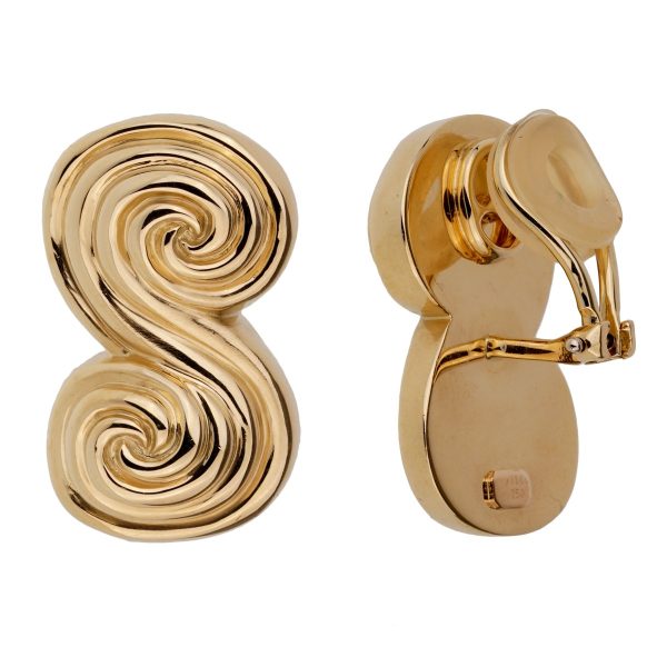 Tiffany & Co Scroll 18k Yellow Gold Clip On Earrings Online now