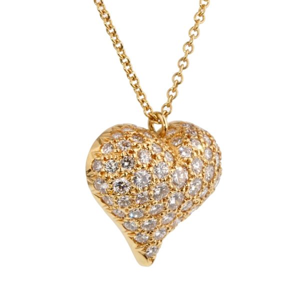 Tiffany Co Diamond Heart Gold Necklace For Sale