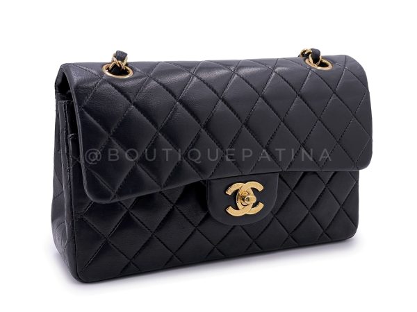 Chanel 2003 Vintage Black Small Classic Double Flap Bag 24k GHW Lambskin For Sale