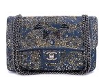 Chanel 16A Strass Crystal Buonasera Goatskin Medium Classic Flap Bag RHW Blue Fashion