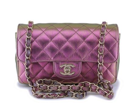 NIB 20B Chanel Purple Pink Iridescent Rainbow Rectangular Mini Classic Flap Bag GHW For Cheap