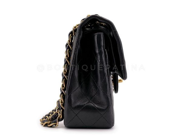 Chanel 2003 Vintage Black Small Classic Double Flap Bag 24k GHW Lambskin For Sale