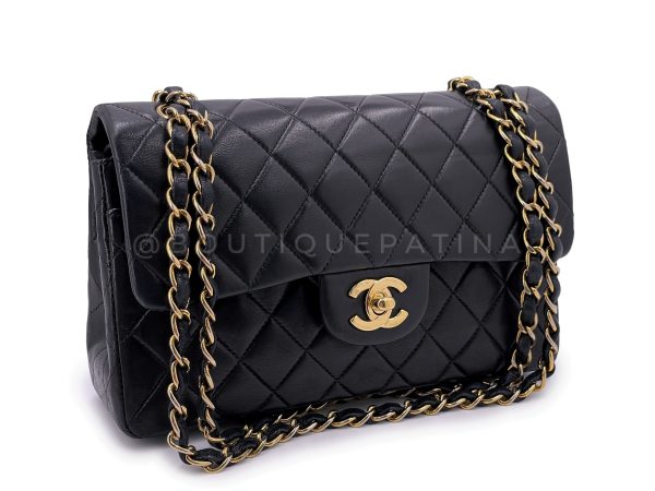 Chanel 2003 Vintage Black Small Classic Double Flap Bag 24k GHW Lambskin For Sale