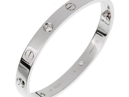 Cartier 4 Diamond Love Classic White Gold Bangle Bracelet Sz 16 Online Sale