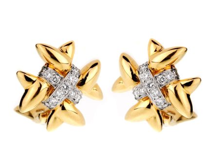 Tiffany & Co 18k Gold Diamond Cross Earrings Supply