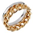 Pomellato Cuban Link Rose White Gold Double Band Ring Size 5 3 4 on Sale