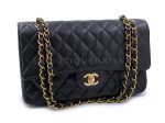 Chanel 2002 Vintage Black Caviar Medium Classic Double Flap Bag 24k GHW Online now