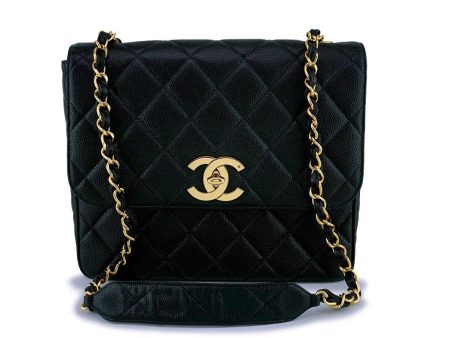 Rare Chanel Vintage Caviar Large Jumbo Square Classic Flap Bag 24k GHW Fashion