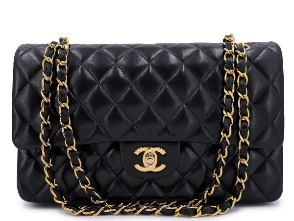 Chanel 2004 Vintage Black Medium Classic Double Flap Bag 24k GHW Lambskin on Sale