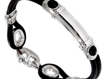 Mens Baraka White Gold Rubber Bracelet Fashion