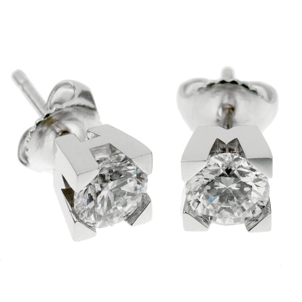 Harry Winston Platinum Diamond Stud Earrings 1.41ct For Discount