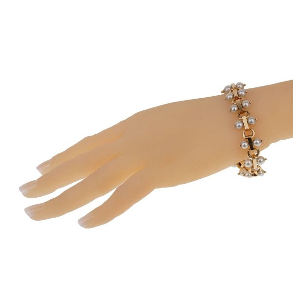 Tiffany & Co Vintage Pearl Yellow Gold Bracelet Online now