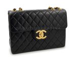 Pristine Chanel 1997 Vintage Black Jumbo Classic Flap Bag 24k GHW Lambskin Online now