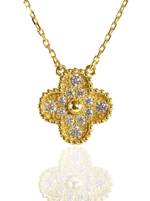 Van Cleef and Arpels Vintage Alhambra Diamond Necklace Online Sale