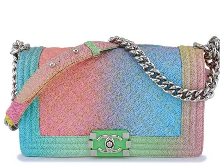 17C Chanel Rainbow Caviar Boy Cuba Multicolor Classic Boy Flap Bag on Sale