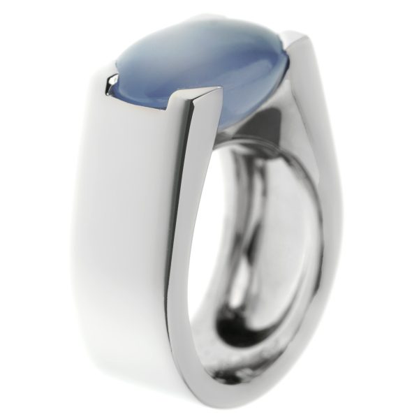 Cartier Chalcedony White Gold Cocktail Ring Sz 4 1 2 Online Sale