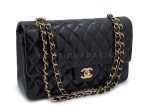 Chanel 2004 Vintage Black Medium Classic Double Flap Bag 24k GHW Lambskin on Sale