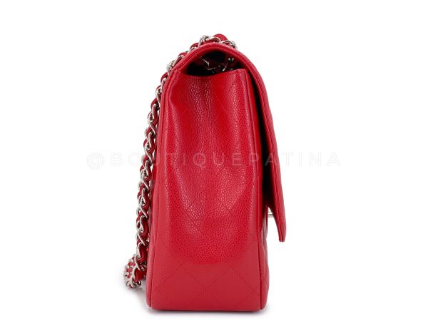 Chanel Red Caviar Maxi Classic Single Flap Bag SHW Online