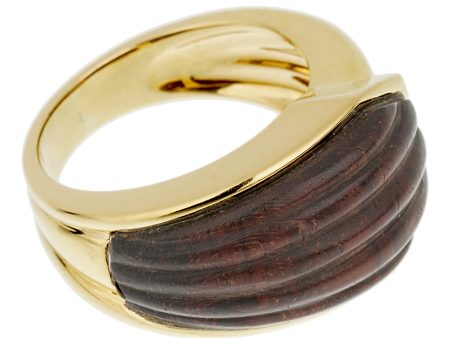 Boucheron Paris Wood Yellow Gold Cocktail Ring Circa 1970s For Sale