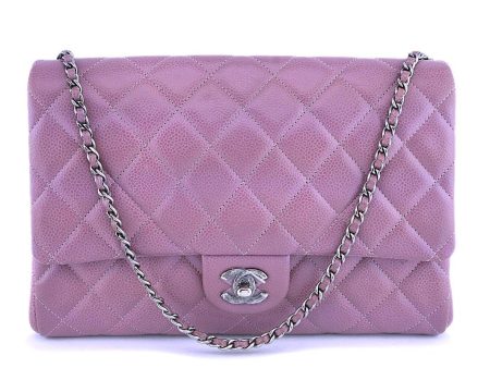 Chanel Mauve Pink-Violet Caviar Classic Timeless Clutch Flap w Chain Bag RHW Discount