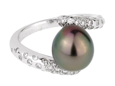 Chanel Concept Pearl Diamond White Gold Ring Sz 5 1 2 Online