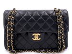 Chanel 2003 Vintage Black Small Classic Double Flap Bag 24k GHW Lambskin For Sale