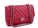 10C Chanel Red Caviar Jumbo Classic Flap Bag SHW Online