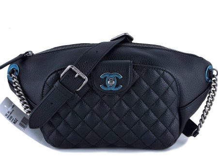 NWT 16S Chanel Black Calfskin Quilted Classic Fanny Pack Bag Sale