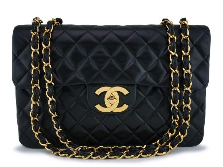 Rare Chanel Vintage Black Maxi  Jumbo XL  Classic Flap Bag 24k GHW Hot on Sale