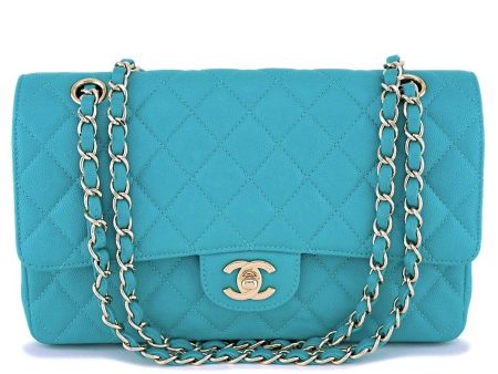 17C Chanel Turquoise Blue Caviar Medium Classic Double Flap Bag GHW Online